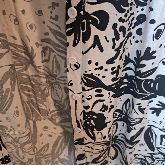 Anthropologie Kindred Womens‎ Plus 3X White/Black Floral Button Up Dress Belth - Picture 10 of 15